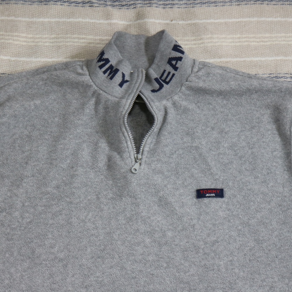 VTG TOMMY JEANS Fleece Spellout Collar Pullover - Picture 1 of 8